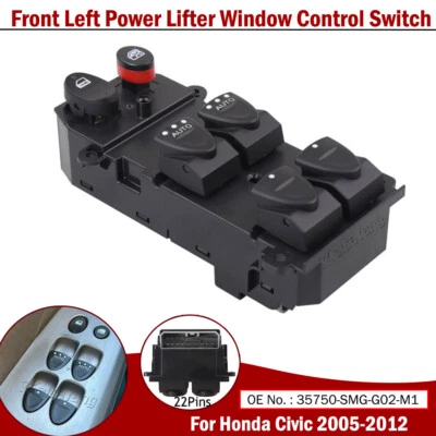 Left Driver For Honda Civic 2005-2008 2009 2010 2011 2012 Power Window Switch - Image 1 of 4