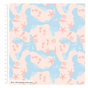 100% Cotton Fabric By The Coast Footprints In The Sand - Picture 1 of 1
