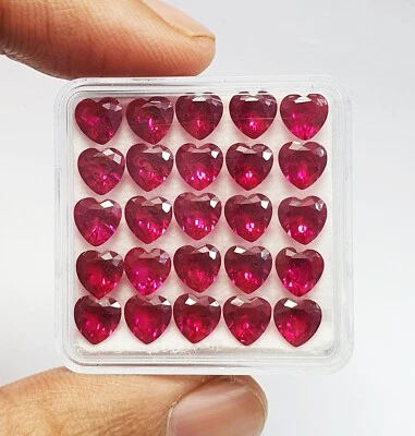10Pcs Flawless Mozambique Blood Red Ruby Heart Shape Lot Calibrated Loose Gem6MM - Image 1 of 4