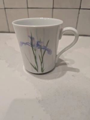 Taza de café vintage Shadow Iris Corning Pyroceram 8 oz flor púrpura tallo verde Foto 1 de 4