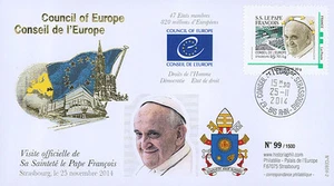CE65V-2 FDC Council of Europe "Visit H.H the Pope FRANCIS, Vatican" 11-2014 - Picture 1 of 1