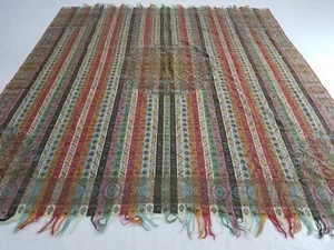 Antique Traditional Woven Intricate Patterns Striped Shawl / Scarf 175x165cm - Picture 1 of 12