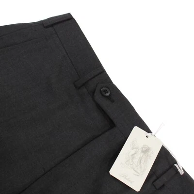 Belvest NWT Flat Front Dress Pants Size 46 30 US Solid Charcoal Gray 100% Wool - Image 1 of 4