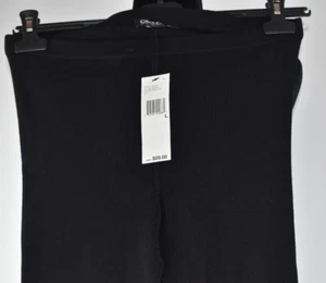 NWT DKNY Size L Ribbed Black Stretch Leggings Footless Legwear Viscose Rayon - Picture 1 of 11