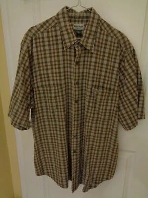 CAMISA DE VESTIR GUESS JEANS Marrón a Cuadros Botón Delantero Talla XL Manga Corta para Hombre Foto 1 de 4