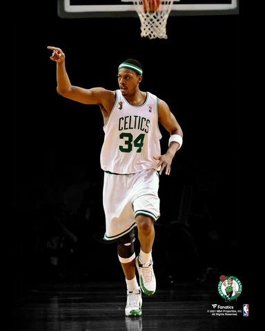 Paul Pierce Celtics Unsigned 2008 Finals Game Two Run Up the Court Photo Cover