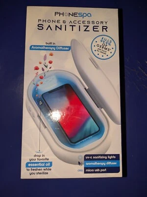 PHONE SPA Cell Phone & Accessory Sanitizer (White) UV-C Genuine New In Box - Image 1 of 2