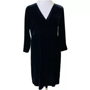 Vestido de terciopelo Eileen Fisher para mujer pequeño vestido negro vestido de fiesta cuello en V - Imagen 1 de 7