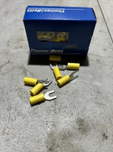 🔥🔥50 Sta-Kon Fork Terminal 10RC-10F 4RGY8 #10 Stud Ins. Yellow Thomas & Betts - Picture 1 of 5
