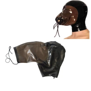 Latexhaube Gummi Maske mit Schnürung versiegelt Erfahrung Ersticken BDSM Fetisch - Bild 1 von 6