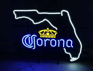 CORONA BIERKRONE FLORIDA STATE BELEUCHTETES LED-SCHILD SPIELZIMMER MANN HÖHLE KNEIPE - Bild 1 von 4