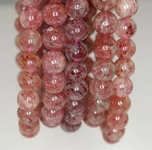 9MM ORANGE STRAWBERRY LEPIDOCROCITE QUARTZ GEMSTONE AAA ROUND LOOSE BEADS 7inch - Picture 1 of 5