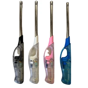 Clear Long Gas Lighter for BBQ Kitchen Use Safety Lock Assorted Colors - Picture 1 of 3