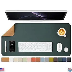 Dual-Sided Cork Desk Mat - Large Mouse Pad for Office & Home - Dark Green - Afbeelding 1 van 6