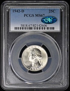 1942-D 25C Washington Quarter PCGS MS67 (CAC) - Picture 1 of 4