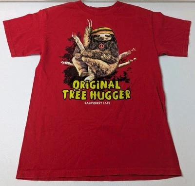 Camiseta Rainforest Café Para Hombre M Roja Gráfica Original Tree Hugger Manga Corta  Foto 1 de 4