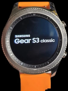 Samsung Galaxy Gear S3 Classic 46mm Edelstahl Silber Gehäuse und Orange Band - Bild 1 von 4