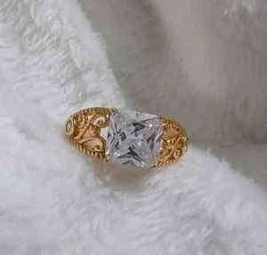 925 Cz Rose Gold Over Silver Thailand Ring Sz 10 Beautiful - Picture 1 of 9