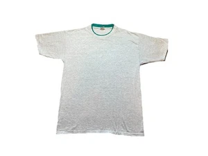 Vintage Belton Double Layer White & Green Single Stitch BLANK T-SHIRT Size L 80s - Picture 1 of 6