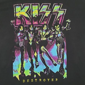 Camiseta KISS Destroyer Band Hombres 2XL Negra Rock Neón Grunge Gótico Gráfico Camiseta DEFECTUOSA - Imagen 1 de 9