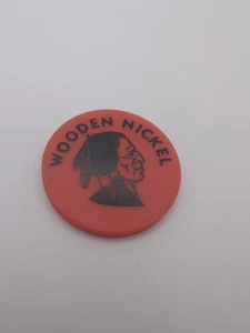 Wooden Nickel Lewis Co. Fair 1992 Good For 1 Midway Game Red Plastic  - Picture 1 of 2