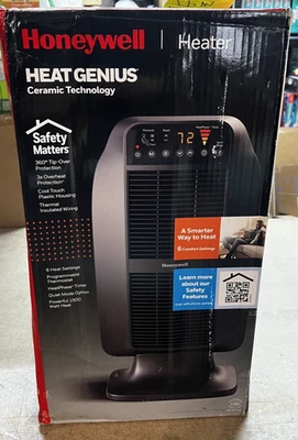 Honeywell Heat Genius Digital Ceramic Tower Portable Heater 1500W Black NEW - Image 1 of 4