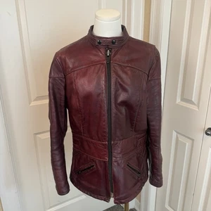 Vintage Taurus by Drospo Burgundy Leather Moto Jacket Quilted Damen S/M - Bild 1 von 13