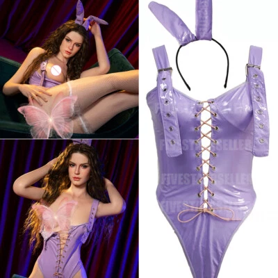 Women's Bunny Cosplay Costume Role Play Bunny Suit Shiny Leather Lingerie Set US - Image 1 of 4