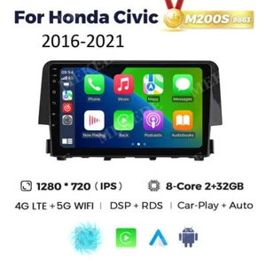 For Honda Civic 2016-2021 Car-play Android 13 Car Stereo Radio 8-Core GPS Navi - Picture 1 of 9