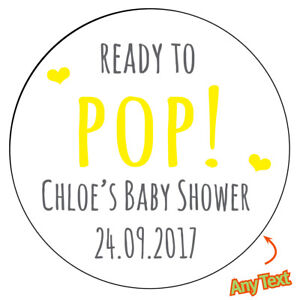 LOTS OF DESIGNS Personalised BABY SHOWER READY TO POP Stickers Bag GENDER REVEAL