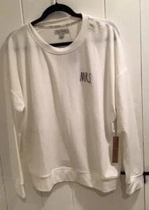 NWT Rae Dunn ~MRS.~Sweatshirt Women's Large L Crewneck Pullover Ivory - Picture 1 of 4