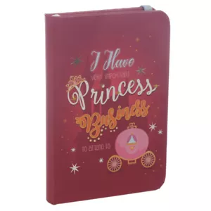 Fun Novelty Princess Slogan Notebook Hardback Lined Pink A6 Elastic Band - Picture 1 of 8