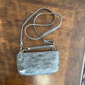 Joy Susan Vegan pochette da polso tracolla grigio metallizzato portafoglio borsa pochette - Foto 1 di 5