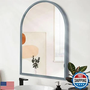 Arch Wall Mirror Bathroom Mirror Metal Framed Mirror, Arched Aluminum Alloy W - Picture 1 of 5
