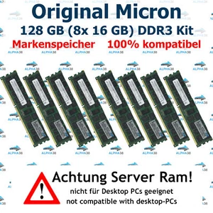 128GB (8x 16GB) RDIMM DDR3-1333 Supermicro 2027TR-H72QRF Server RAM - Picture 1 of 1