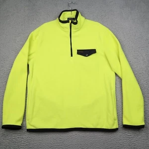 Polo Ralph Lauren Fleece 1/4 Zip Pullover Mens Medium Snap Pocket Neon Yellow - Picture 1 of 15