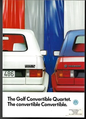 Volkswagen Golf Convertible Mk1 1986-87 UK Market Sales Brochure 1.6 & GTi 1.8 - Image 1 of 2