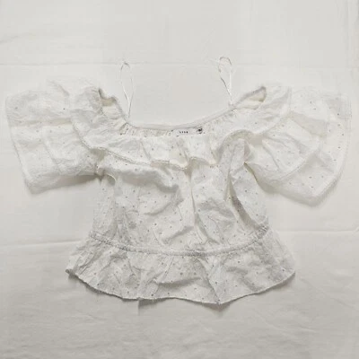 Lush Floral Ruffle-Sleeve White Blouse - Image 1 of 4