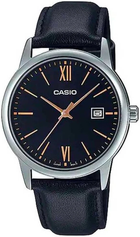 CASIO MTP-V002L-1B3UDF OROLOGIO UOMO PELLE NERO NUMERI ROMANI 37mm - Immagine 1 di 1