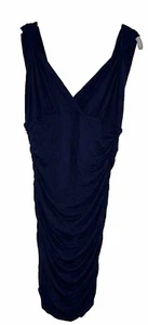 Tart Women’s Navy Blue Modal V Neck Ruched Sleeveless Dress Size L NEW - Picture 1 of 7