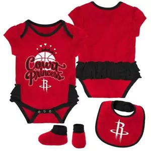 Houston Rockets NBA / Bodysuit Bib Booties / Baby Girl / Court Princess / 0-3 M - Picture 1 of 4