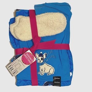 HUE French Bulldog Medium Long Sleeve Tee and Pants w/Socks  3 Pc Pajama Set NWT - Picture 1 of 5