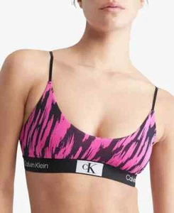 Share Calvin Klein 1996 Unlined Bralette Blk & Pink Animal Print QF7216 , L - Picture 1 of 3