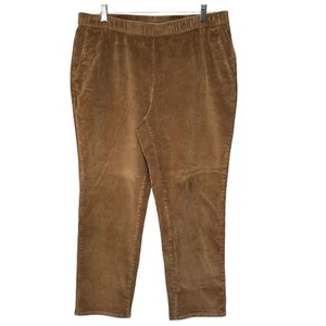 D & Co. Slim Leg Wide Wale Corduroy Pants Women Size 16P Brown Pockets Pull On - Picture 1 of 14