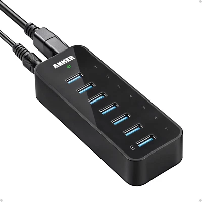 Anker Powered USB Hub for Laptop, 7 Ports USB 3.0 Data Hub, with 36W Power Adapt - Image 1 of 4