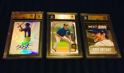 KRIS BRYANT ROOKIE AUTOGRAPH PRISTINE 10 BGS AUTO LOT LEAF BOWMAN PANINI GEM #1 - Image 1 of 4