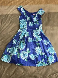 Review Dress Size 8 Work Party Designer Dress Blue Fit And Flare Sleveless Blue - Picture 1 of 4