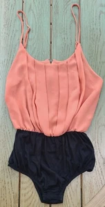 AKIRA Chicago Bodysuit Body Coral Salmon Black Spaghetti Strap Zip size S - Picture 1 of 7