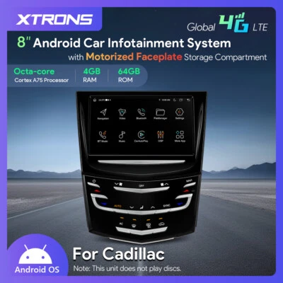 Android 14 Car Radio Stereo 8" GPS 4G 64G Motorized For Cadillac ATS SRX XTS CTS - Image 1 of 4