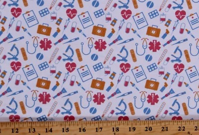 FIELD'S FABRIC Cotton Medical Equipment Nurses Hospital Fabric Print by the Yard D511.45